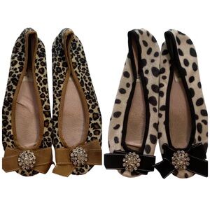 JAMIE KREITMAN Ballet Flats Size 6 Suede Rhinestone Animal Print Shoes Lot Of 2